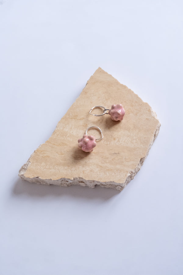 Boucle d'oreille en céramique, rose