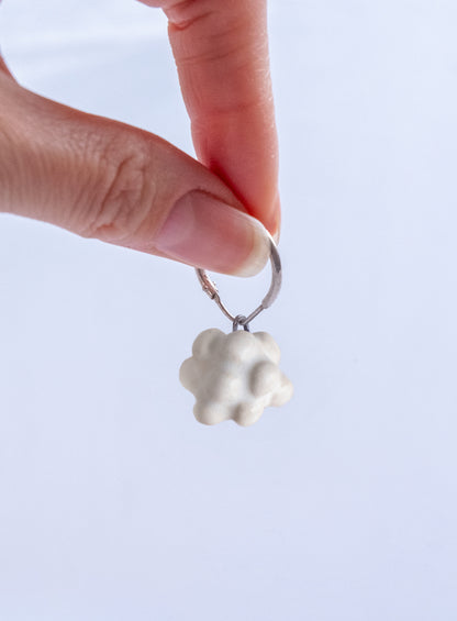 Boucle d'oreille en céramique, blanc mat